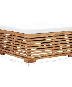 vidaXL Garden Footrest with Cream Cushion Solid Teak Wood