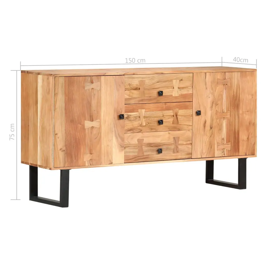 vidaXL Sideboard 150x40x75 cm Solid Acacia Wood