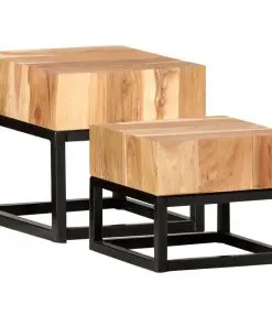 vidaXL Side Tables 2 pcs Solid Acacia Wood