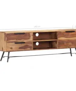 vidaXL TV Cabinet 140x28x47 cm Solid Sheesham Wood