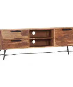 vidaXL TV Cabinet 140x28x47 cm Solid Sheesham Wood