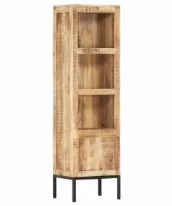 vidaXL Highboard 38x30x137 cm Solid Rough Mango Wood