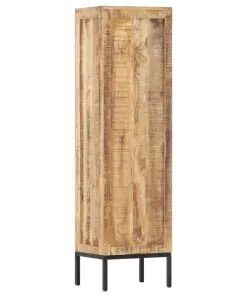 vidaXL Highboard 38x30x137 cm Solid Rough Mango Wood