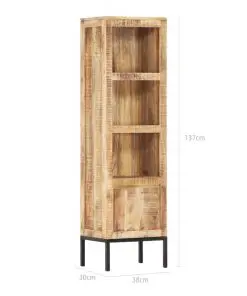 vidaXL Highboard 38x30x137 cm Solid Rough Mango Wood