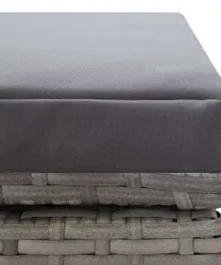 vidaXL Double Sun Lounger with Cushion Poly Rattan Grey