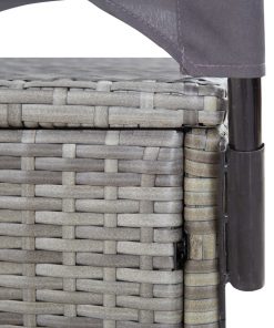 vidaXL Double Sun Lounger with Canopy Poly Rattan Grey