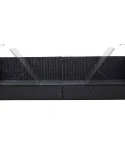 vidaXL Outdoor Sofa with Cushion and Pillow Poly Rattan Black