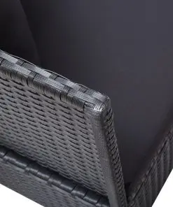 vidaXL Outdoor Sofa with Cushion and Pillow Poly Rattan Black