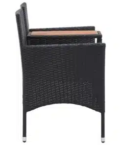 vidaXL 2-Seater Garden Bench with Tea Table 143 cm Poly Rattan Black
