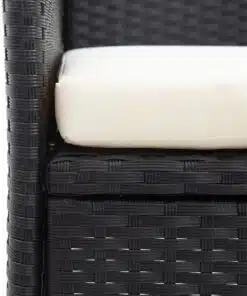 vidaXL 2-Seater Garden Bench with Tea Table 143 cm Poly Rattan Black