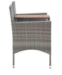 vidaXL 2-Seater Garden Bench with Tea Table 143 cm Poly Rattan Grey