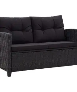vidaXL 6 Piece Garden Sofa Set with Cushions Poly Rattan Black