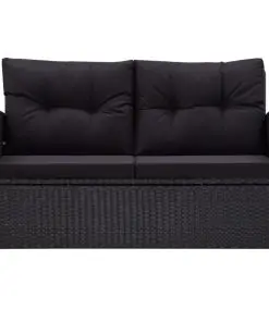 vidaXL 6 Piece Garden Sofa Set with Cushions Poly Rattan Black