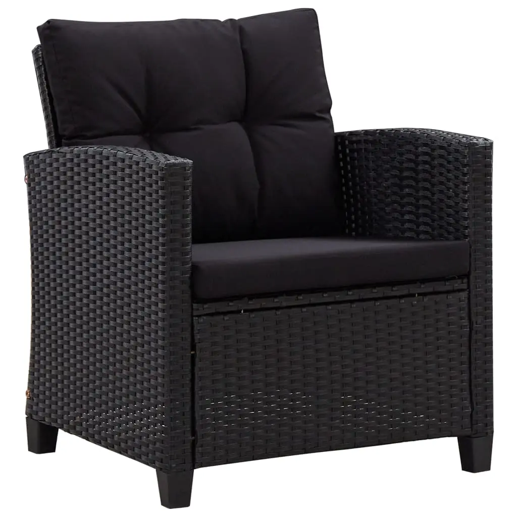 vidaXL 6 Piece Garden Sofa Set with Cushions Poly Rattan Black