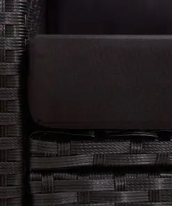 vidaXL 2-Seater Garden Sofa with Cushions Black 124 cm Poly Rattan