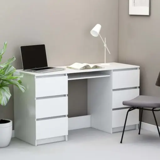 vidaXL Writing Desk White 140x50x77 cm Chipboard