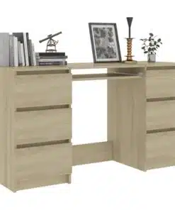 vidaXL Writing Desk Sonoma Oak 140x50x77 cm Chipboard