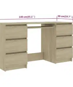 vidaXL Writing Desk Sonoma Oak 140x50x77 cm Chipboard