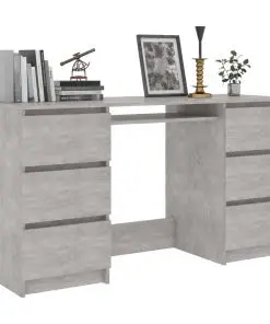 vidaXL Writing Desk Concrete Grey 140x50x77 cm Chipboard