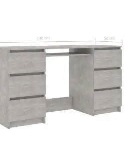 vidaXL Writing Desk Concrete Grey 140x50x77 cm Chipboard