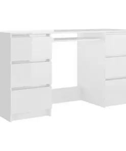 vidaXL Writing Desk High Gloss White 140x50x77 cm Chipboard