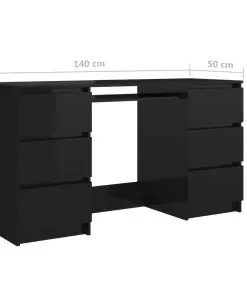vidaXL Writing Desk High Gloss Black 140x50x77 cm Chipboard