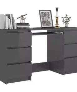 vidaXL Writing Desk High Gloss Grey 140x50x77 cm Chipboard