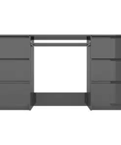 vidaXL Writing Desk High Gloss Grey 140x50x77 cm Chipboard