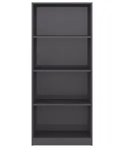 vidaXL 4-Tier Book Cabinet High Gloss Grey 60x24x142 cm Chipboard