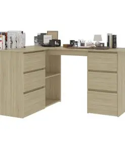 vidaXL Corner Desk Sonoma Oak 145x100x76 cm Chipboard