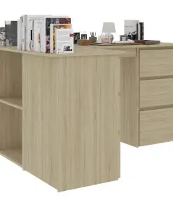 vidaXL Corner Desk Sonoma Oak 145x100x76 cm Chipboard