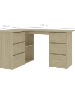 vidaXL Corner Desk Sonoma Oak 145x100x76 cm Chipboard
