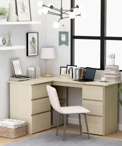 vidaXL Corner Desk Sonoma Oak 145x100x76 cm Chipboard