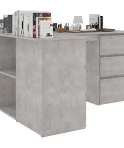 vidaXL Corner Desk Concrete Grey 145x100x76 cm Chipboard