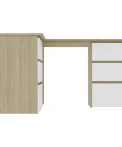 vidaXL Corner Desk White and Sonoma Oak 145x100x76 cm Chipboard