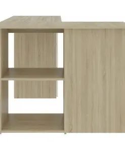 vidaXL Corner Desk White and Sonoma Oak 145x100x76 cm Chipboard