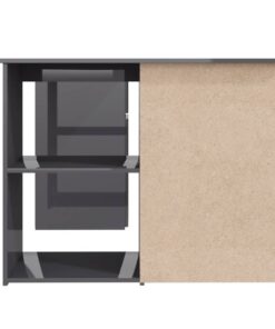 vidaXL Corner Desk High Gloss Rrey 145x100x76 cm Chipboard