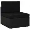 vidaXL Sectional Middle Sofa Poly Rattan Black