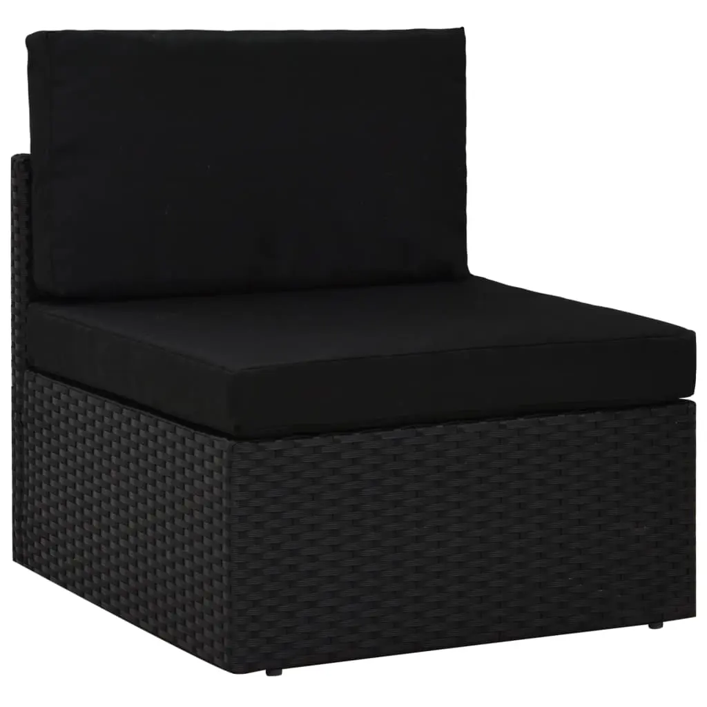 vidaXL Sectional Middle Sofa Poly Rattan Black
