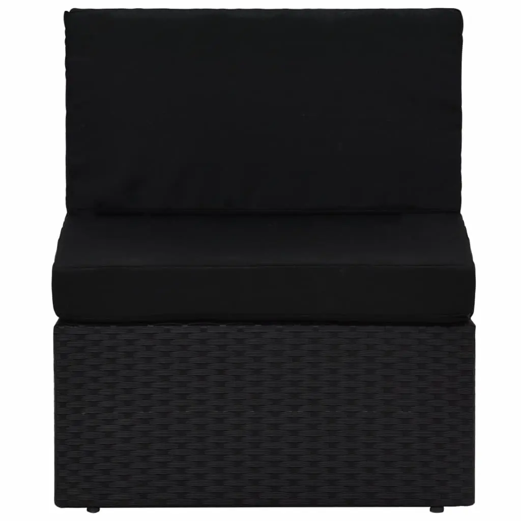 vidaXL Sectional Middle Sofa Poly Rattan Black