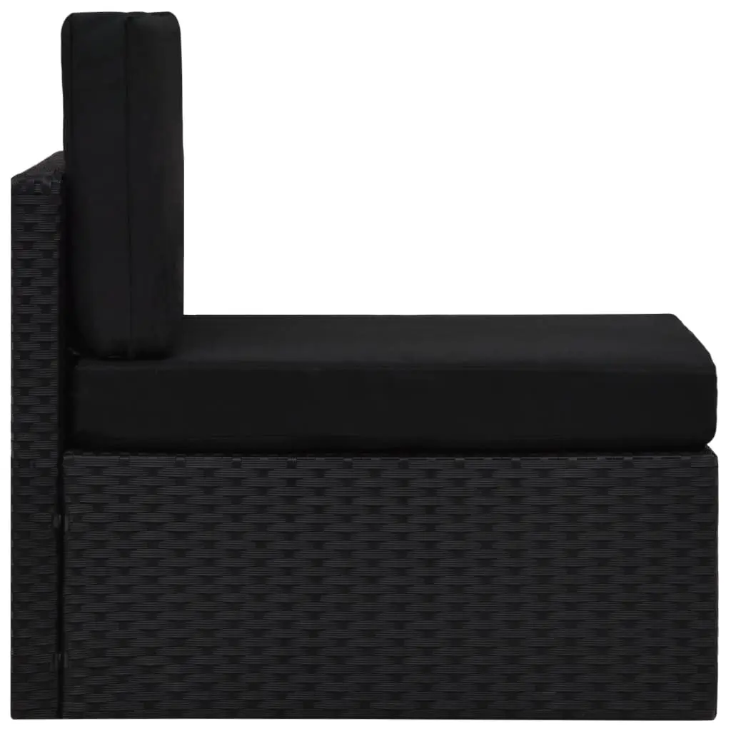 vidaXL Sectional Middle Sofa Poly Rattan Black