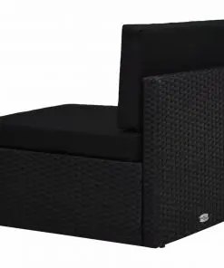 vidaXL Sectional Middle Sofa Poly Rattan Black
