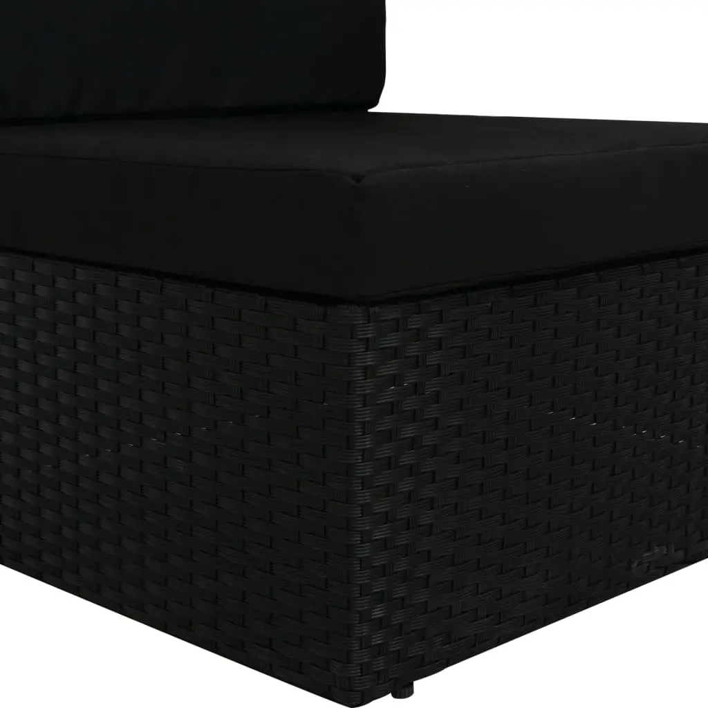 vidaXL Sectional Middle Sofa Poly Rattan Black