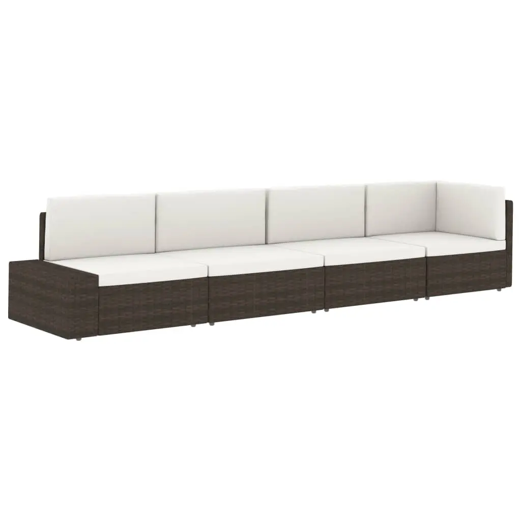 vidaXL Sectional Middle Sofa Poly Rattan Black