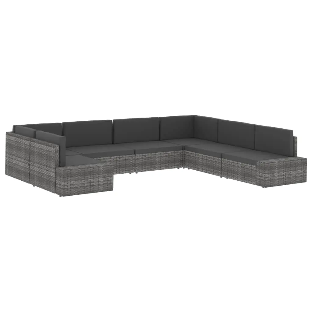 vidaXL Sectional Middle Sofa Poly Rattan Black