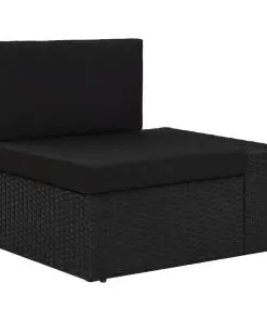 vidaXL Sectional Corner Sofa with Left Armrest Poly Rattan Black