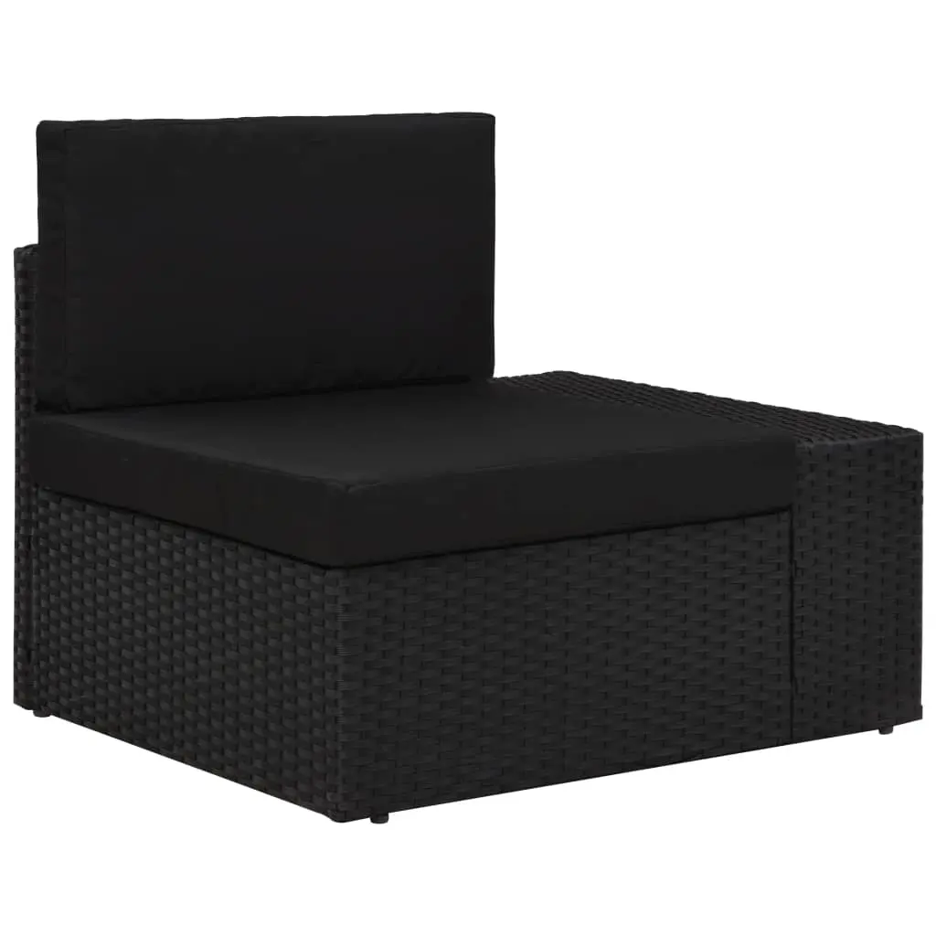 vidaXL Sectional Corner Sofa with Left Armrest Poly Rattan Black