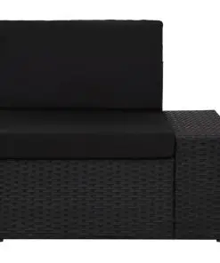 vidaXL Sectional Corner Sofa with Left Armrest Poly Rattan Black