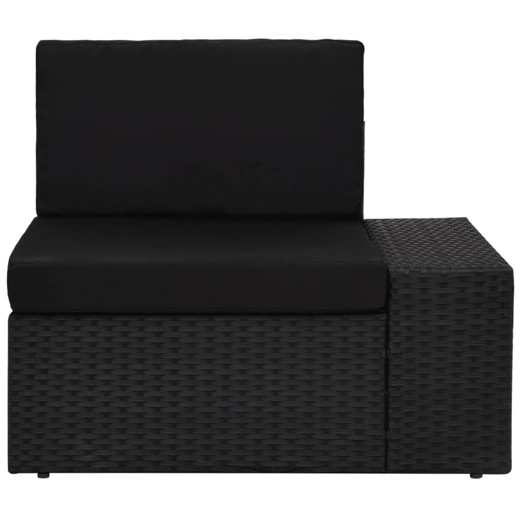 vidaXL Sectional Corner Sofa with Left Armrest Poly Rattan Black