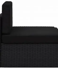 vidaXL Sectional Corner Sofa with Left Armrest Poly Rattan Black